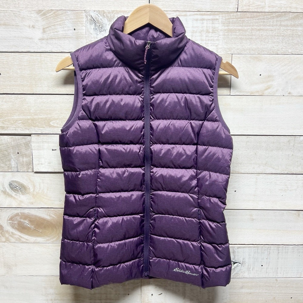 Eddie Bauer Puffer Vest Jacket Women XS Purple Down EB650 Packable Cirruslite